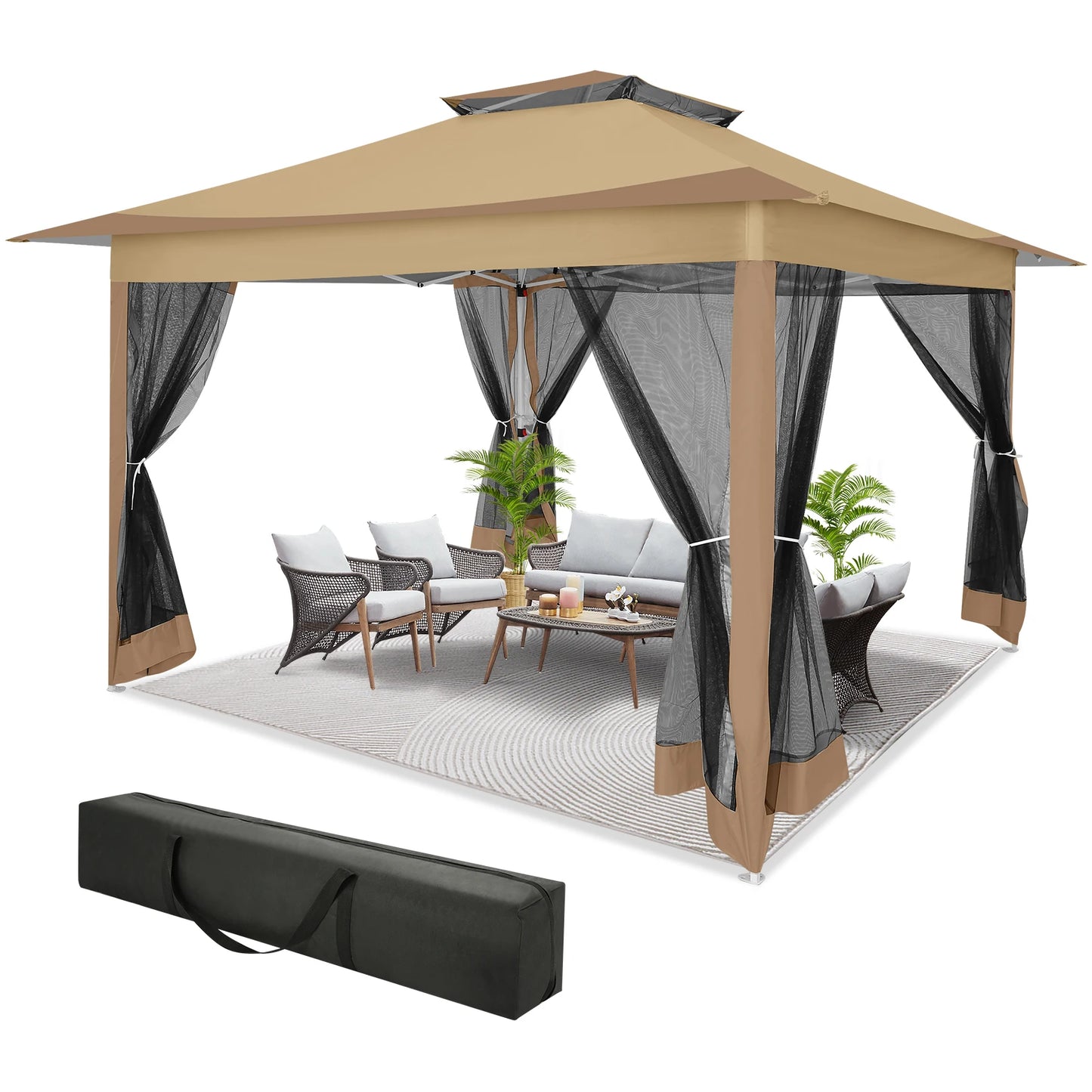 Tooluck Pop Up Gazebo Canopy With Mosquito Netting And Sidewalls