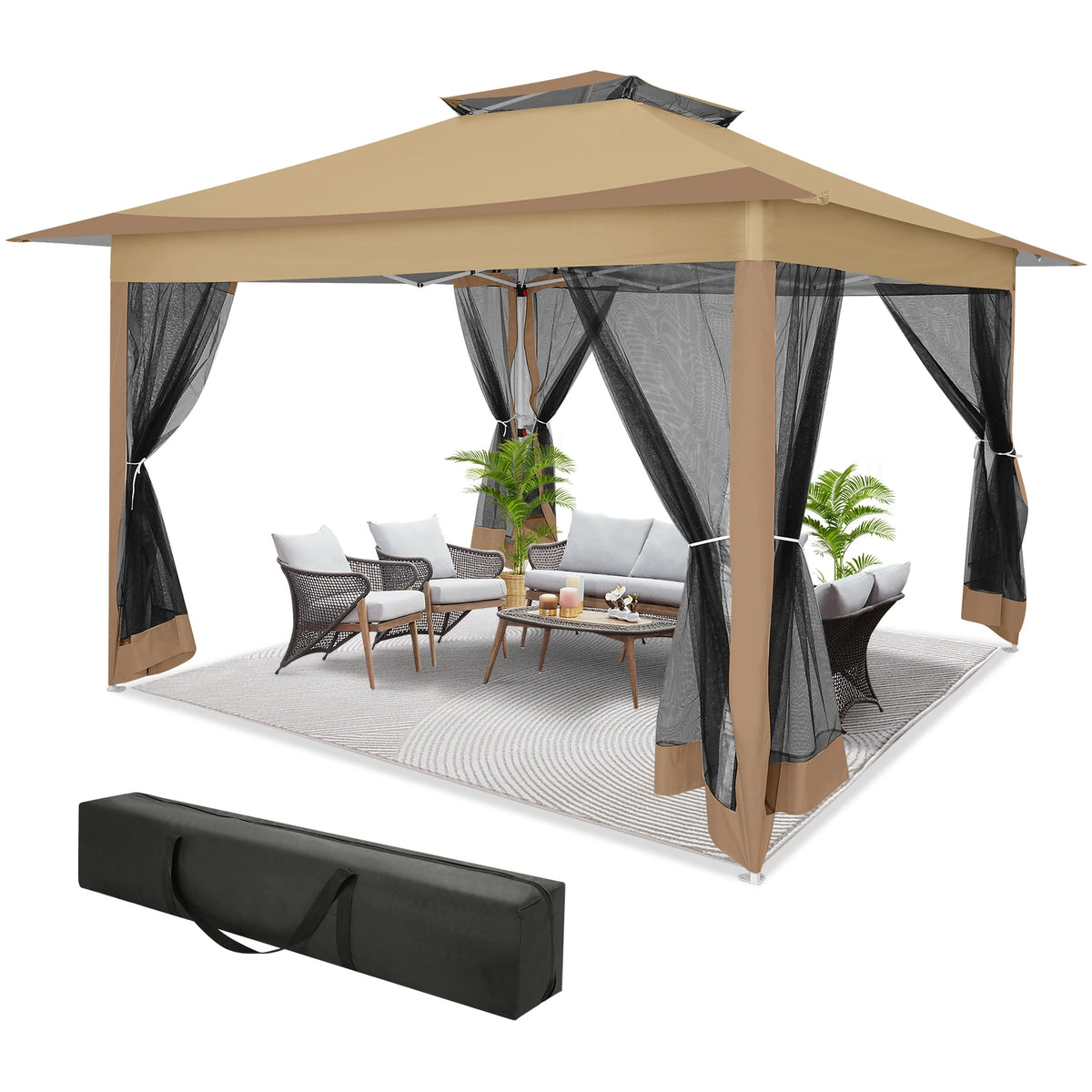 Tooluck Pop Up Gazebo Canopy Tent With Mosquito Netting