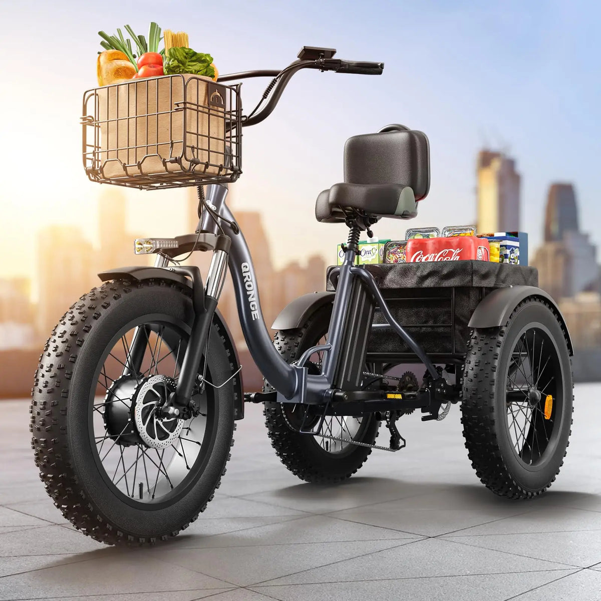 Qronge Adult Electric Tricycle 960W Peak Motor Fat Tire