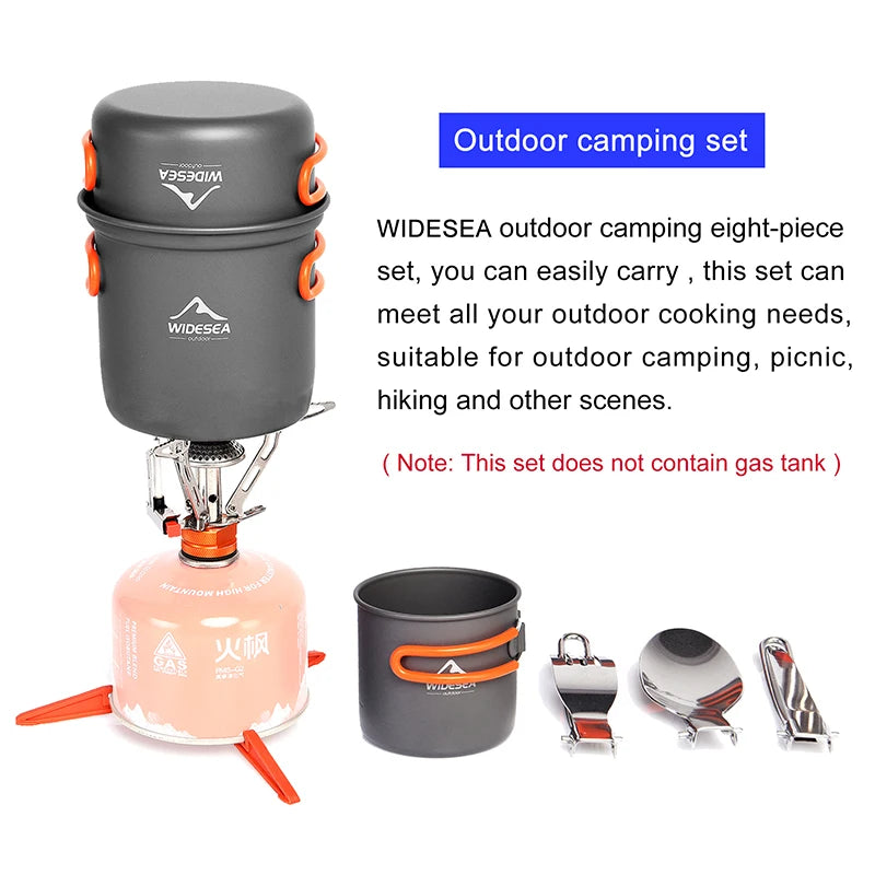 Widesea Portable Aluminum Camping Cookware Set With Folding Utensils