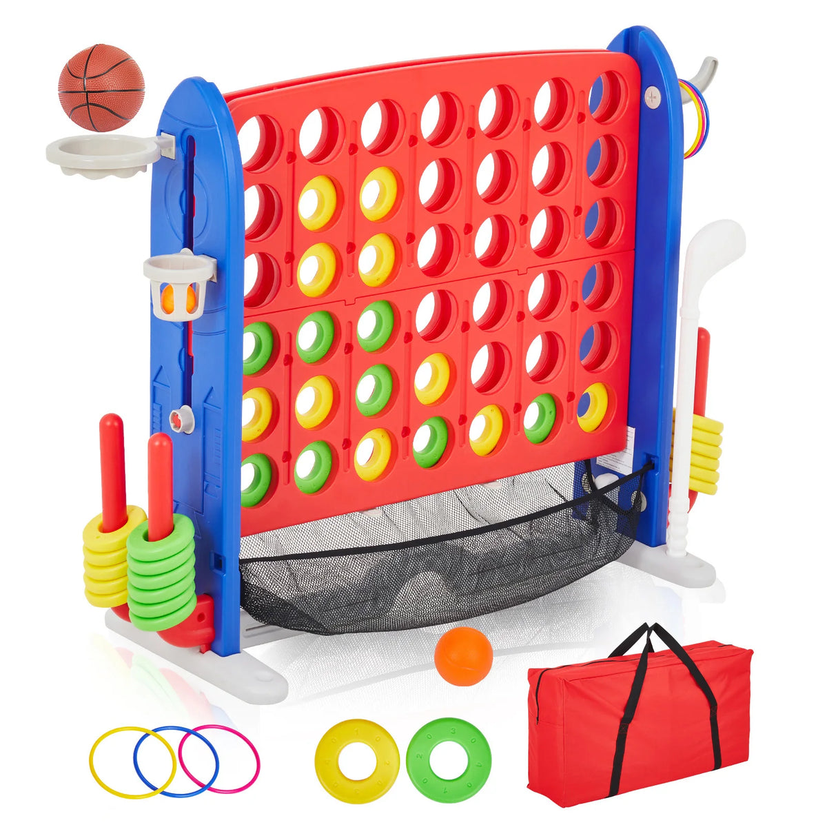Versatile Outdoor Giant Connect Game Set Basketball Hoop Ring Toss