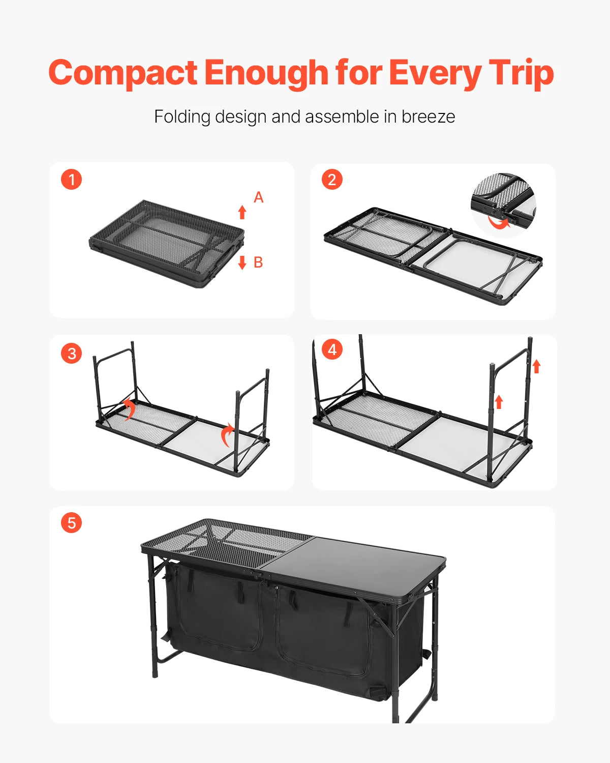 SucceBuy Camping Kitchen Table Outdoor Portable Cook Station