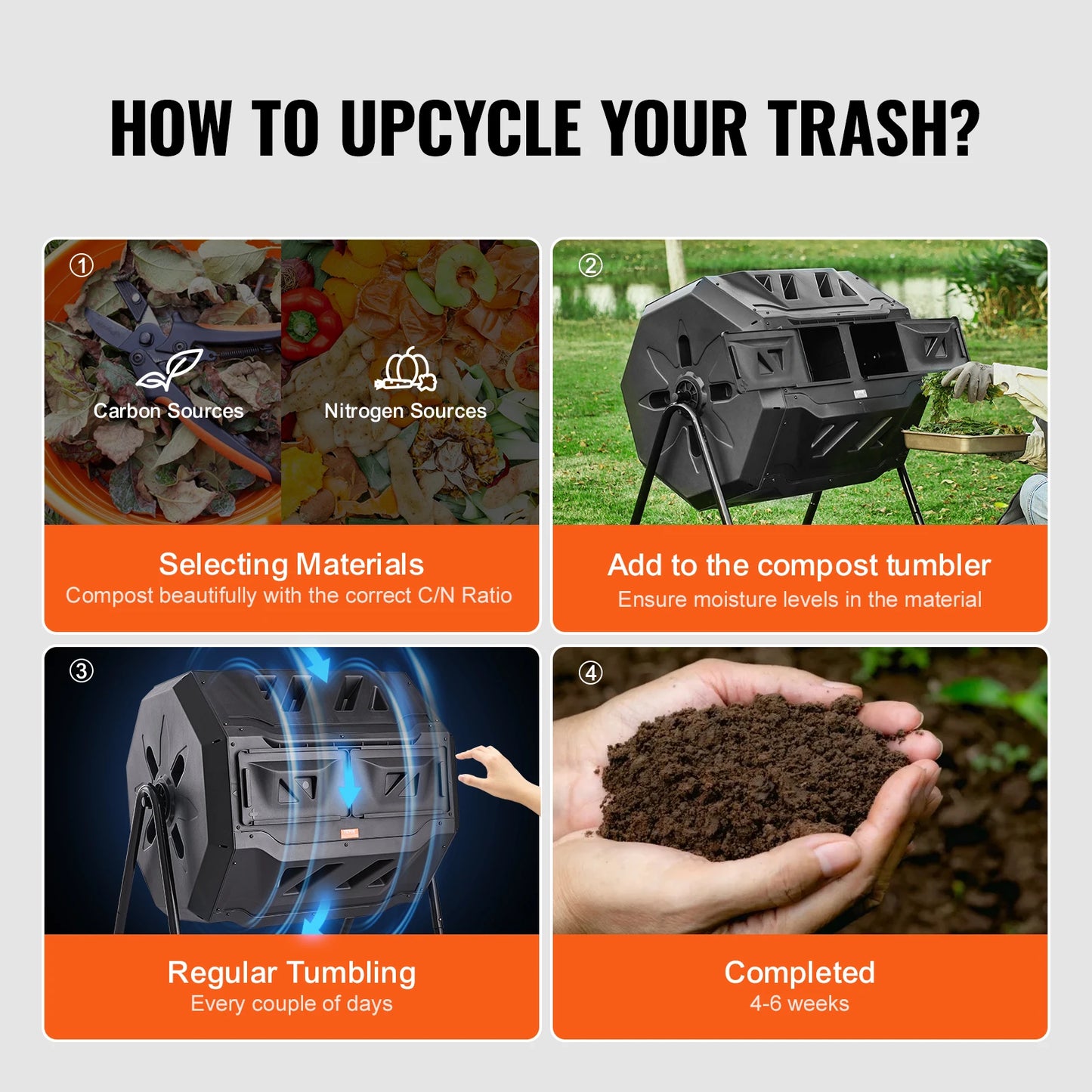 SucceBuy Dual Chamber Tumbling Compost Bin For Garden