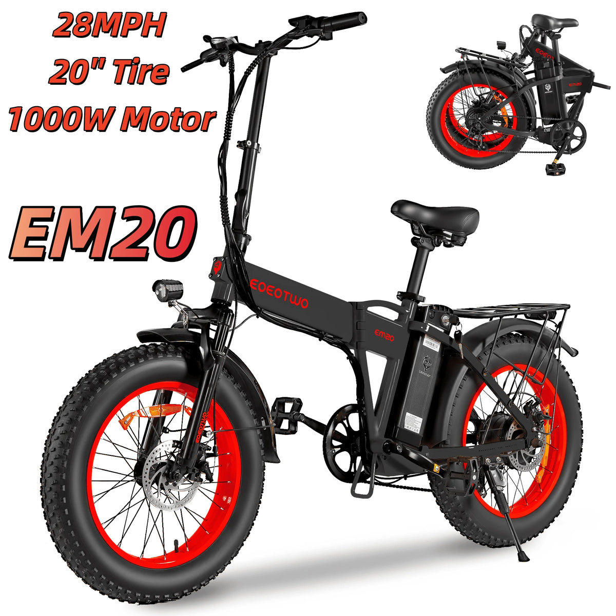 EOEOTWO Fat Tire Electric Bike 1000W Motor Long Range