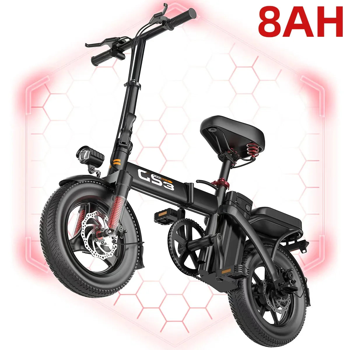 UPlee GS3 14inch Lightweight Folding Electric Bike for Adults 48V 15AH 500W Motor Electric Bicycle 25KM/H Max Speed City Style E-bike