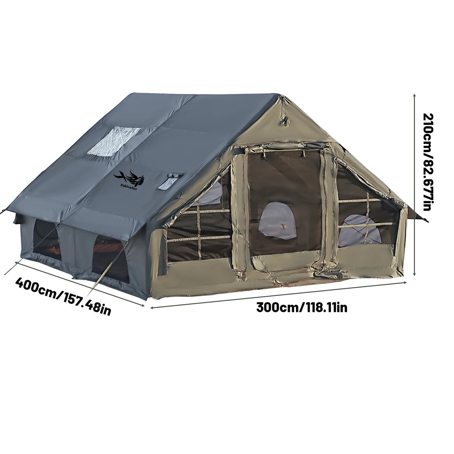 4-8 Person Inflatable Camping Tent - Quick-Setup Air Frame, 4-Season Waterproof Shelter with Stove Jack & Portable Design.