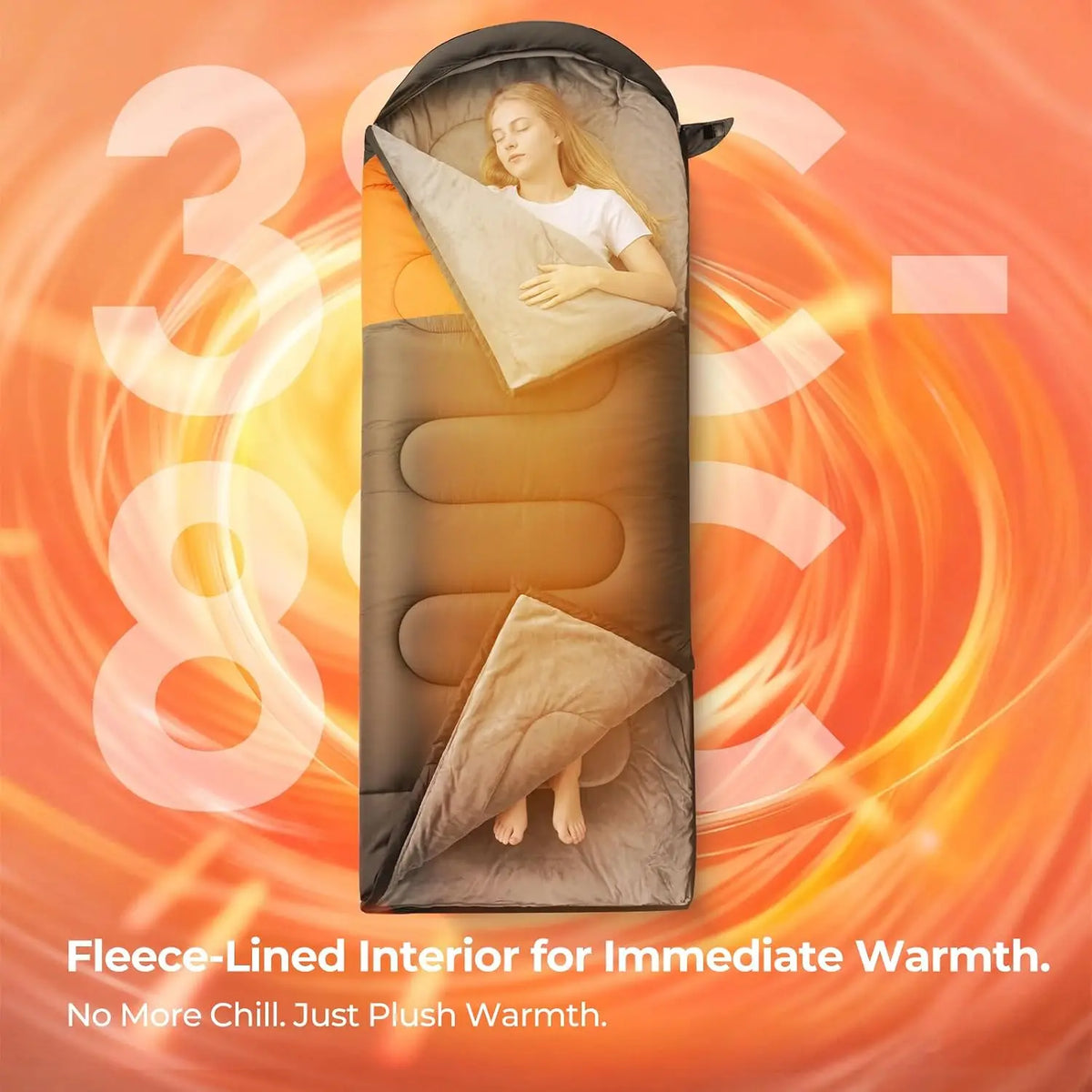 Adult Sleeping Bags for Cold Weather Camping, Fleece-Lined