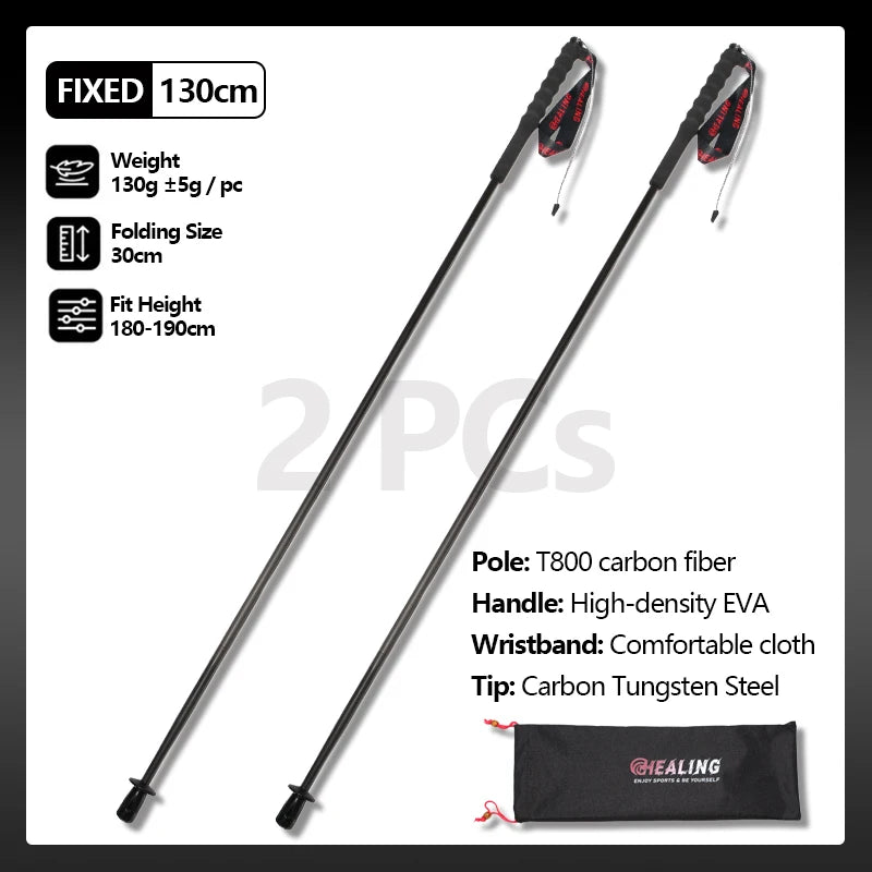 Okhealing Carbon Fiber Foldable Trekking Poles Ultralight Hiking Gear