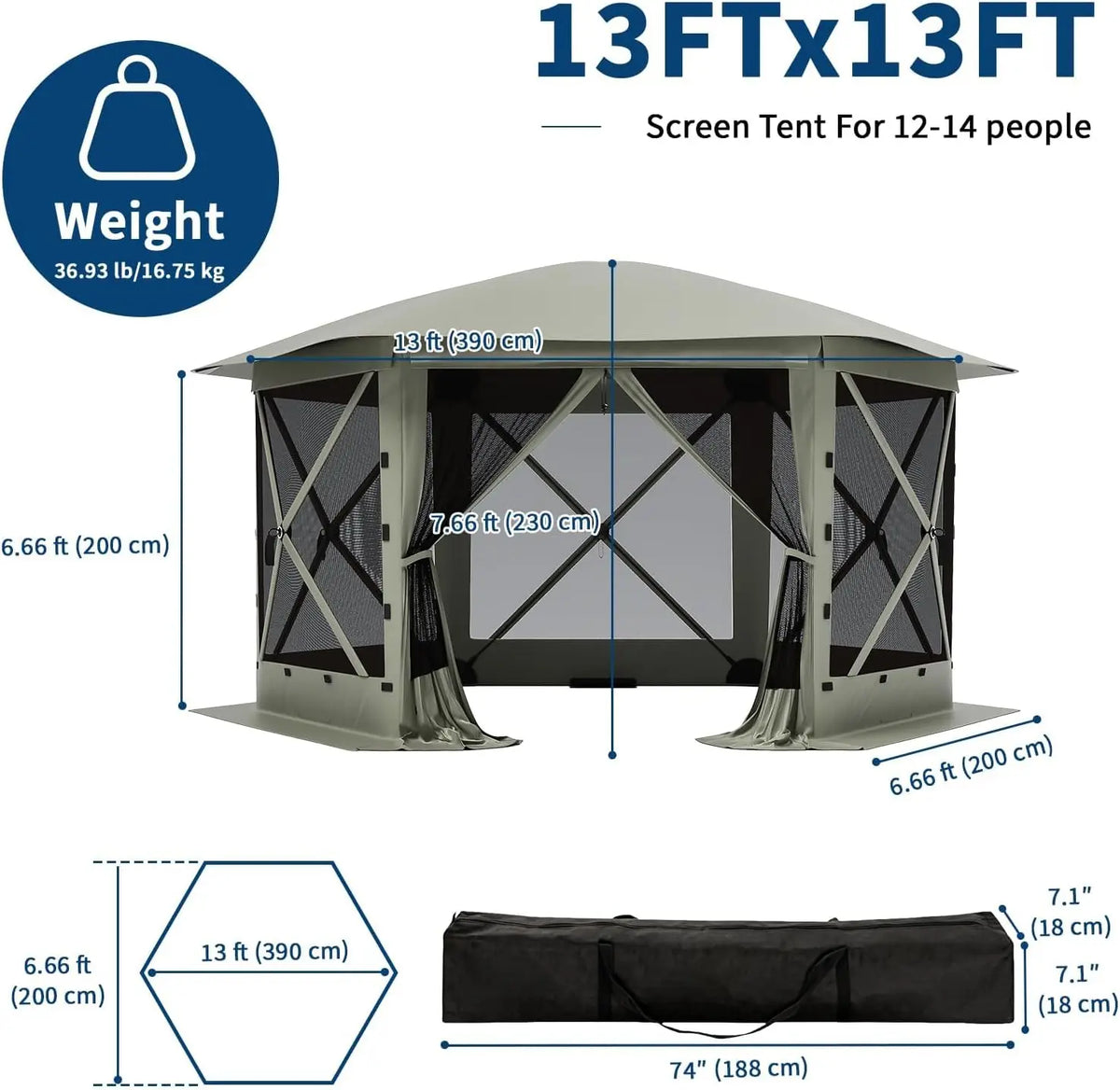 Tacleekii Pop Up Gazebo With Mosquito Netting And Wind Screens