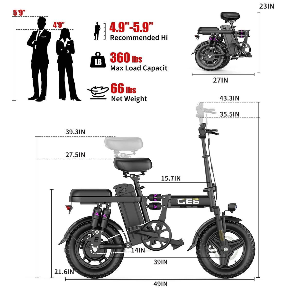 Uplee Ge5 Folding E Bike Removable Battery Excellent For Commuting