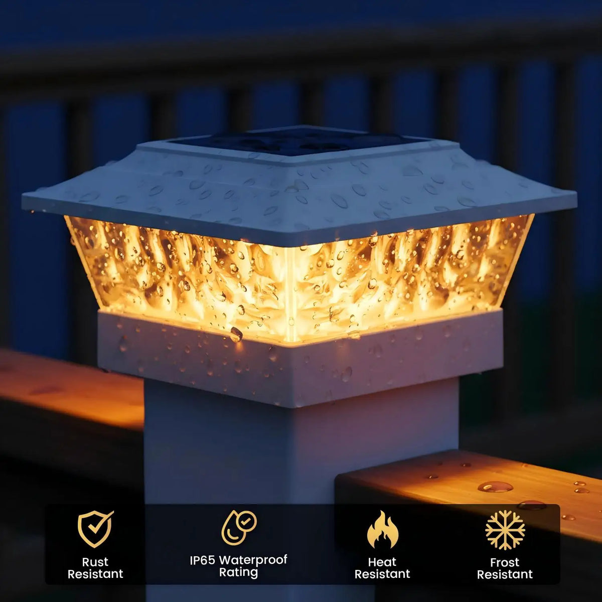 Solar Post Cap Lights With 12 LEDs And Four Modes