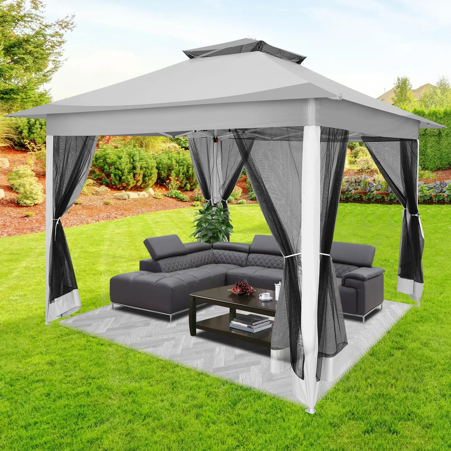 Tooluck Pop Up Gazebo Canopy With Mosquito Netting And Sidewalls