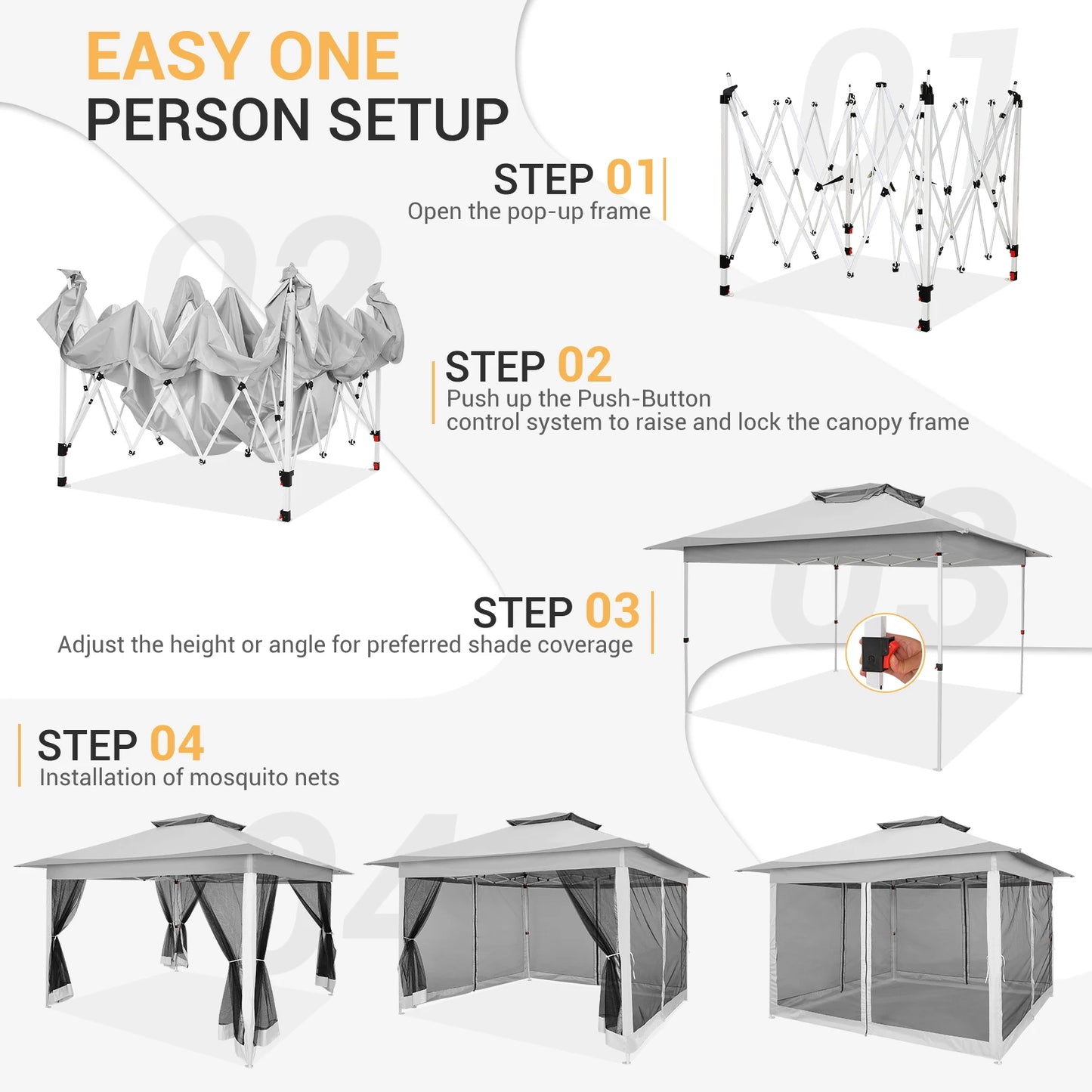 Tooluck Pop Up Gazebo Canopy With Mosquito Netting And Sidewalls
