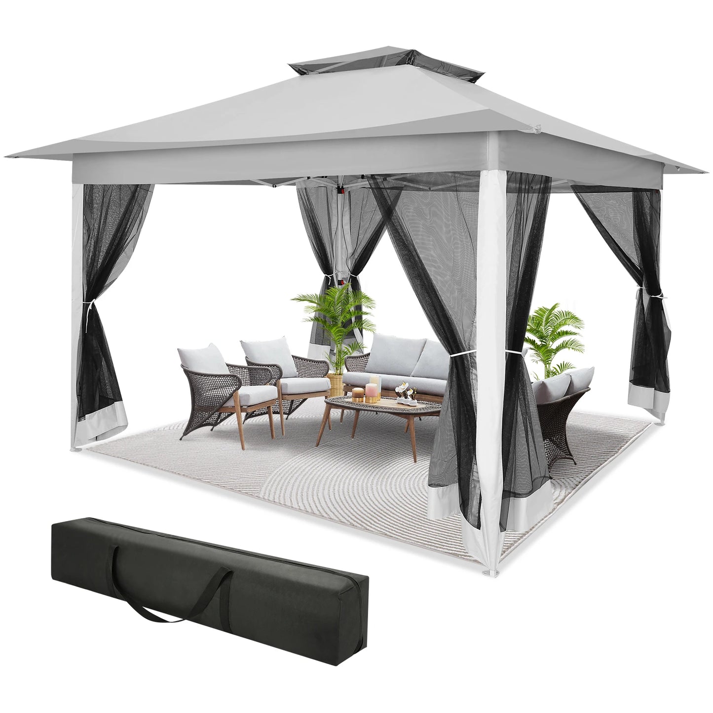 Tooluck Pop Up Gazebo Canopy With Mosquito Netting And Sidewalls