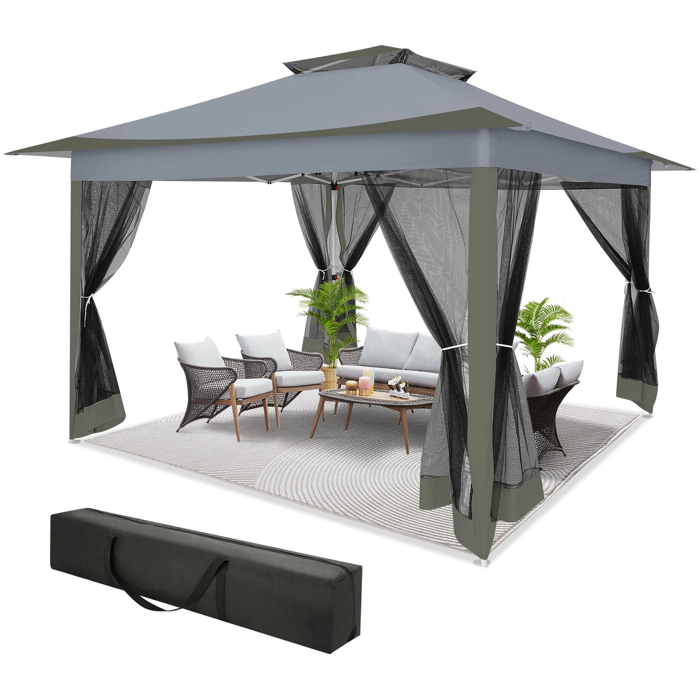 Tooluck Pop Up Gazebo Canopy With Mosquito Netting And Sidewalls