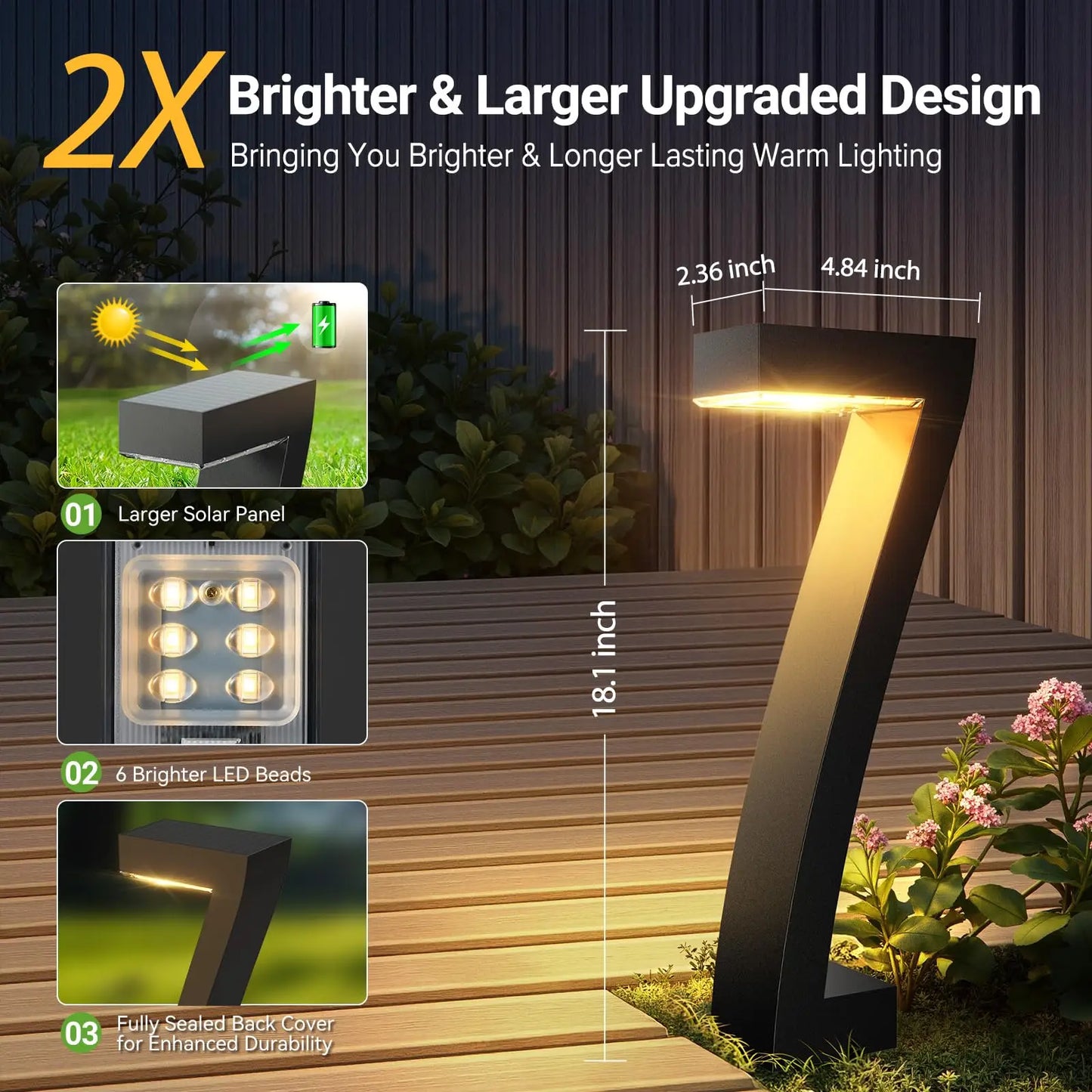 IP65 Waterproof LED Solar Path Lights For Garden Walkway Decor