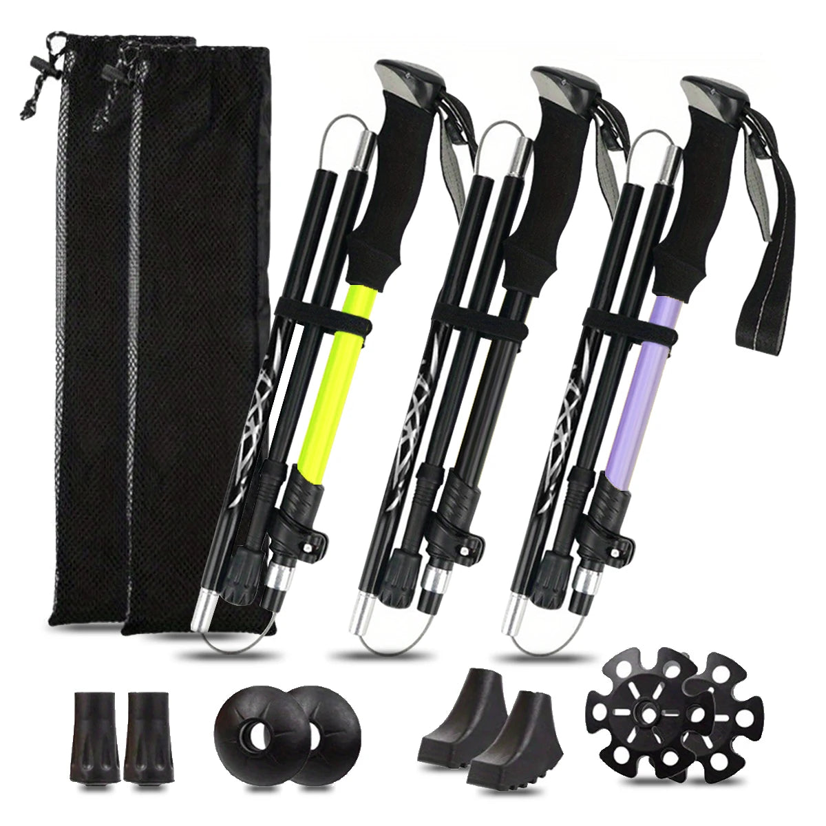Ultralight Aluminum 5 Section Folding Trekking Pole For Hiking