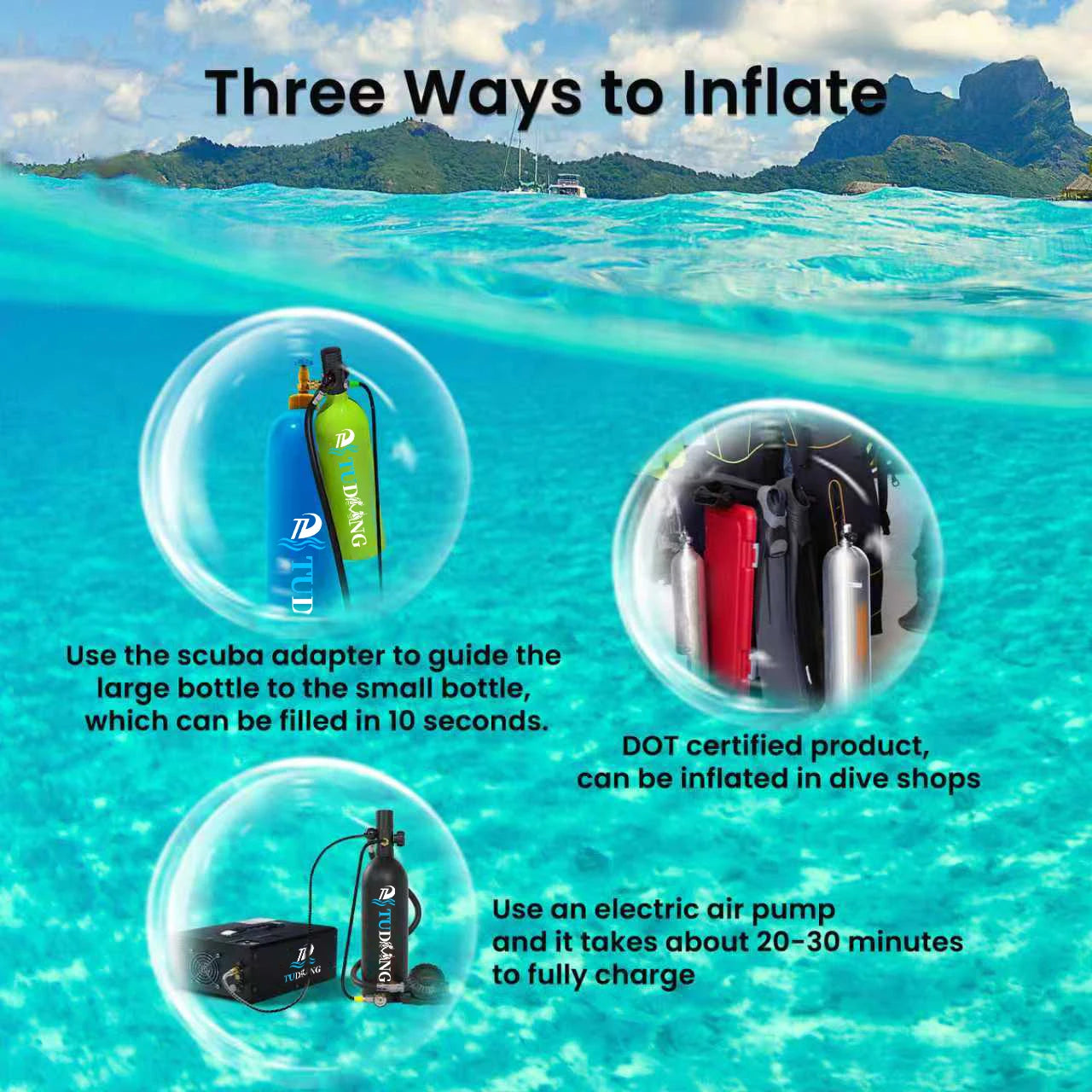 Tudiving Portable Scuba Tank Professional Diving Cylinder For Exploration