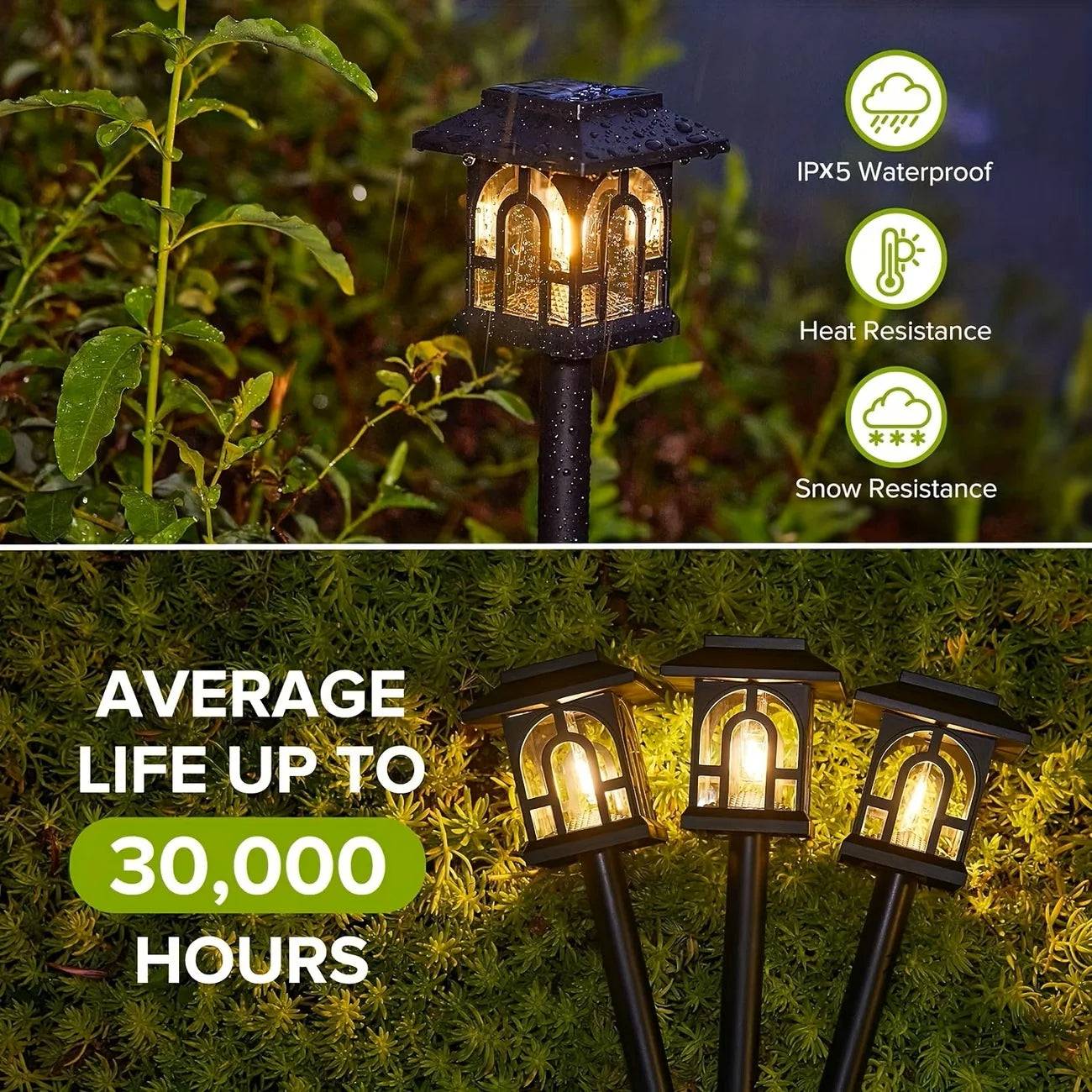Solar Powered Pathway Lights Outdoor Waterproof LED Garden Decor