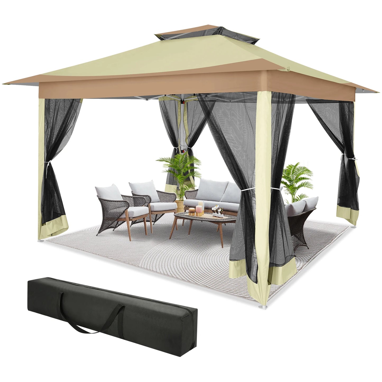 Tooluck Pop Up Gazebo Canopy With Mosquito Netting And Sidewalls