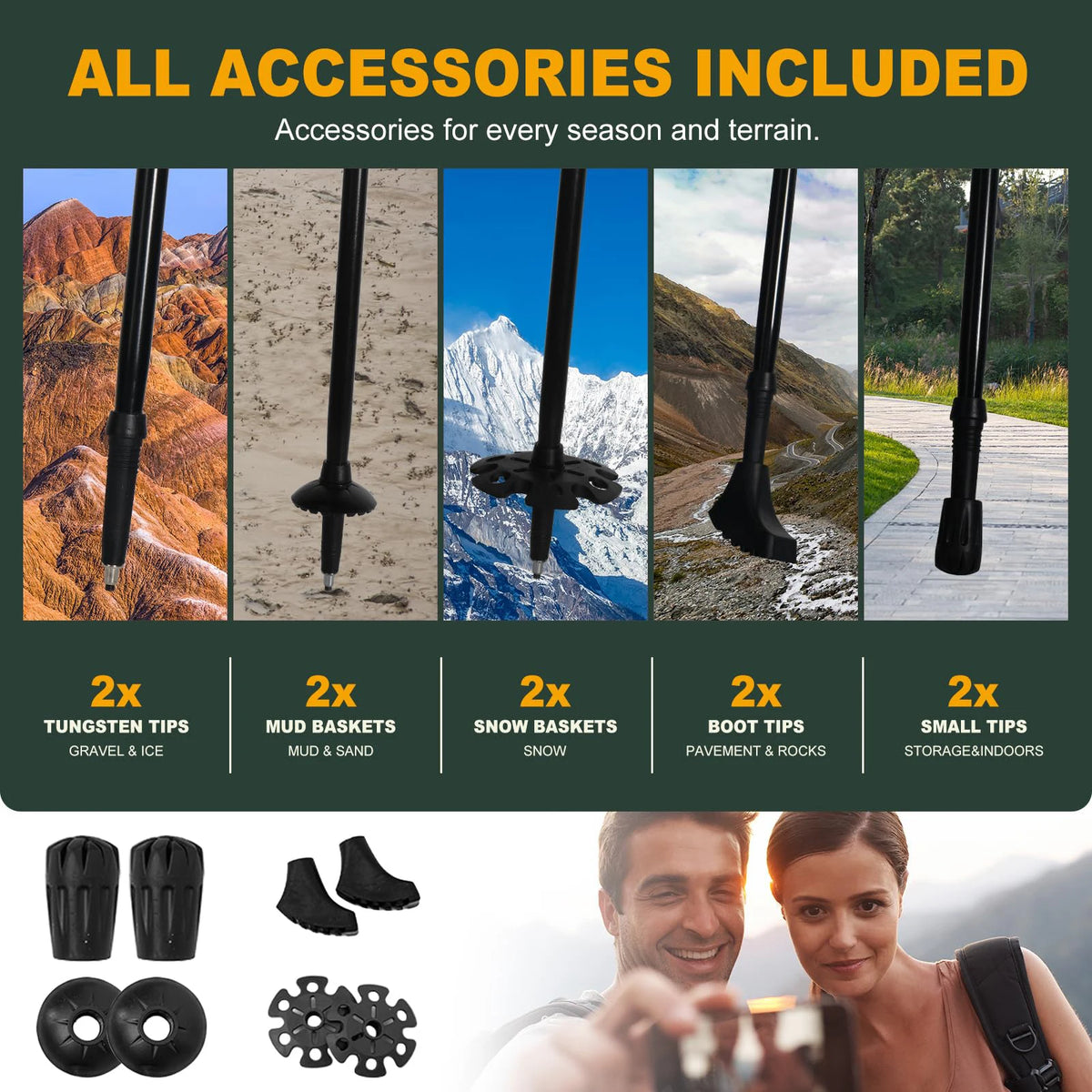 Ultralight Aluminum 5 Section Folding Trekking Pole For Hiking