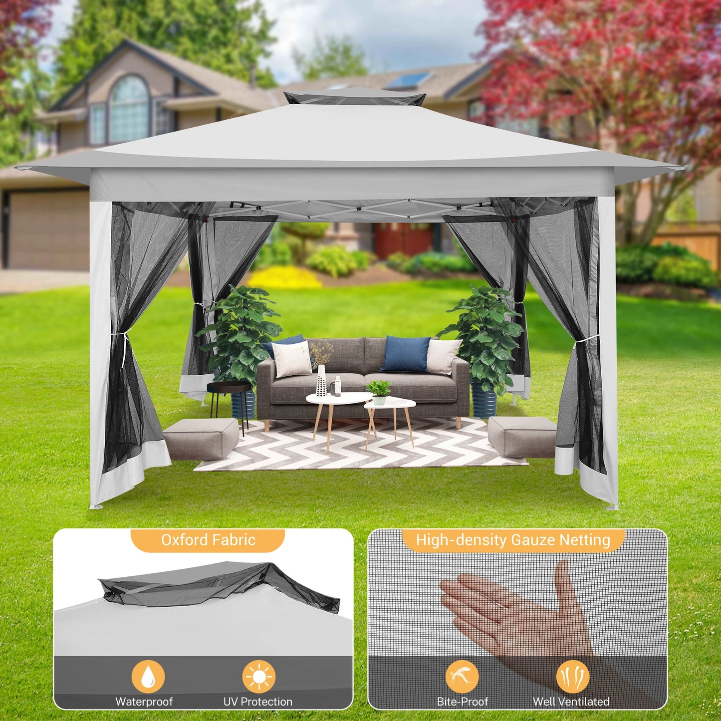 Tooluck Pop Up Gazebo Canopy With Mosquito Netting And Sidewalls