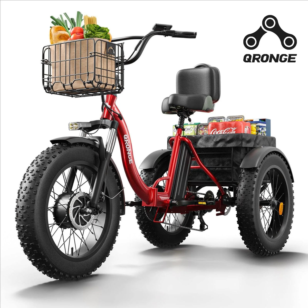 QRONGE Folding Electric Tricycle With Fat Tires And Extended Range