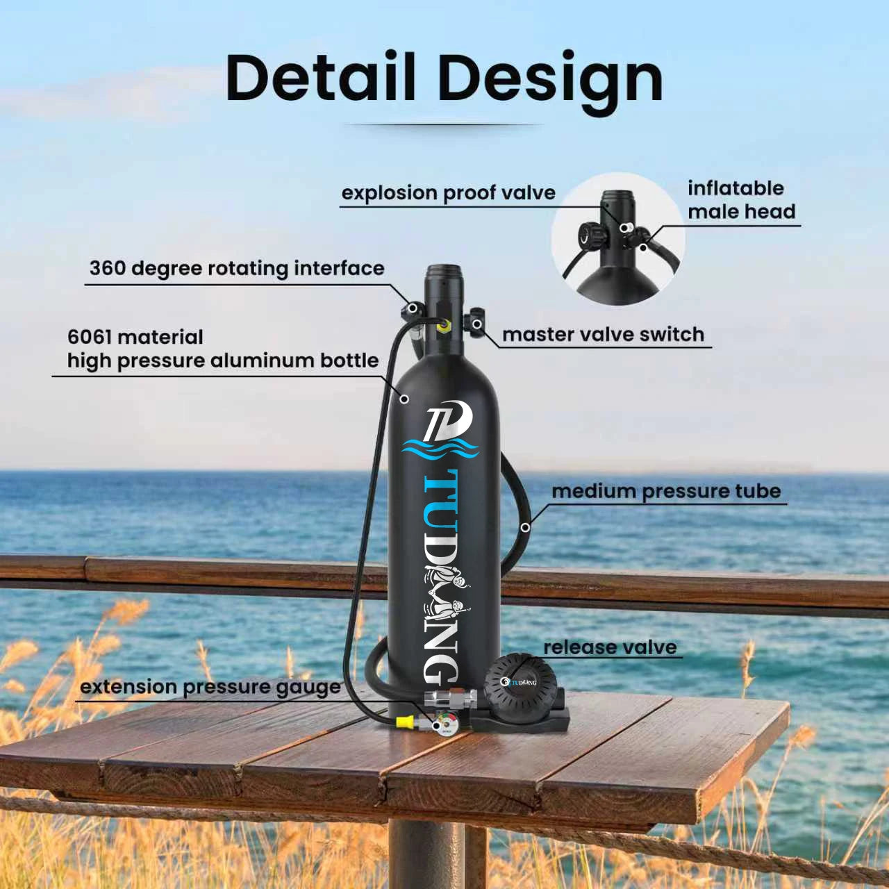 Tudiving Portable Scuba Tank Professional Diving Cylinder For Exploration