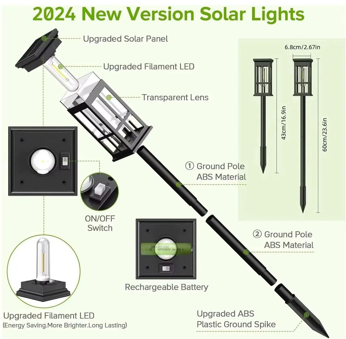 Outdoor Solar Pathway Lights Waterproof LED Landscape Garden Lighting