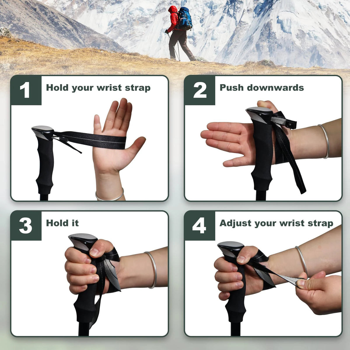 Ultralight Aluminum 5 Section Folding Trekking Pole For Hiking