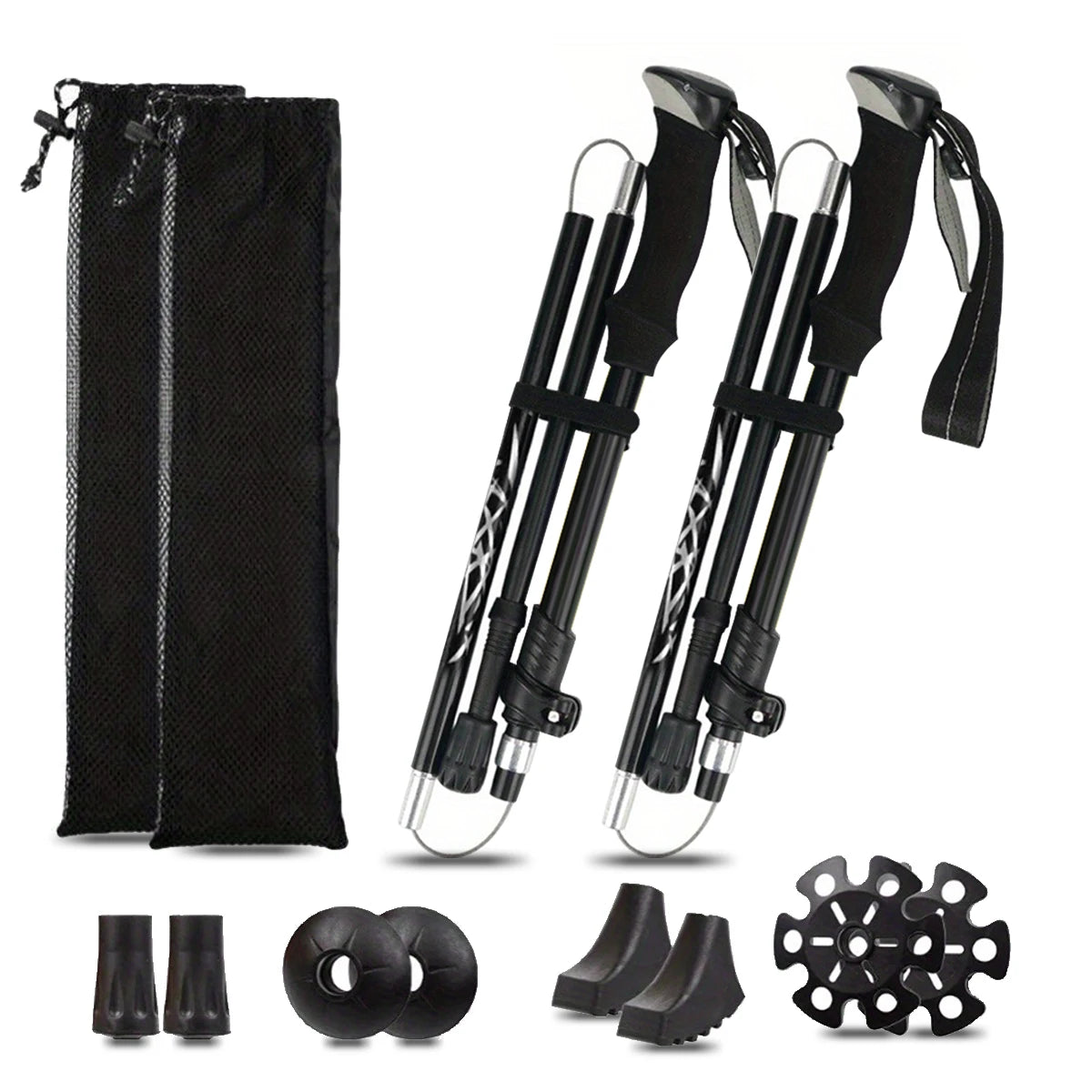 Ultralight Aluminum 5 Section Folding Trekking Pole For Hiking
