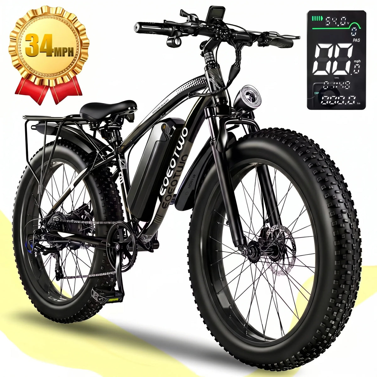 EOEOTWO Fat Tire Electric Bike 1000W Motor Long Range
