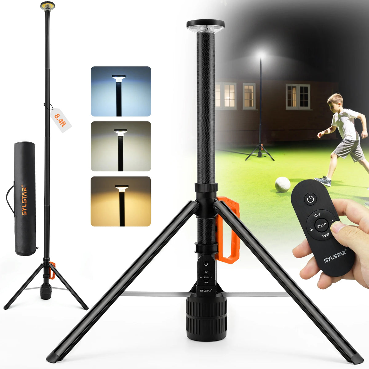 Rechargeable Telescopic Work Light With Remote Control For Camping