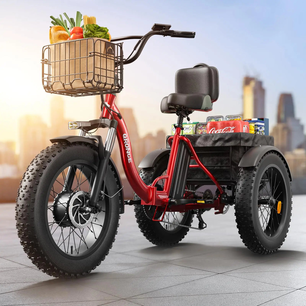 QRONGE Folding Electric Tricycle With Fat Tires And Extended Range