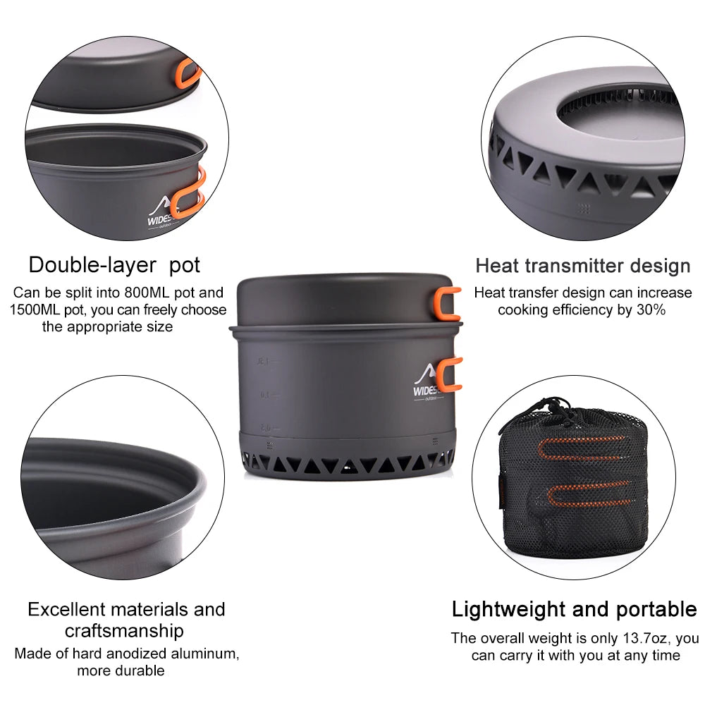 Widesea Foldable Aluminum Camping Cookware Set For Outdoors