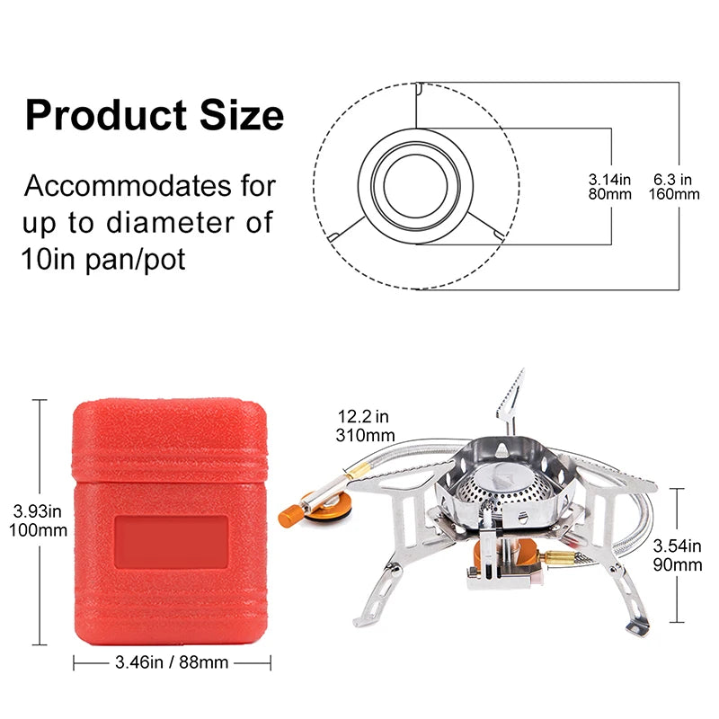 Widesea Portable Butane Camping Stove With Windproof Burner