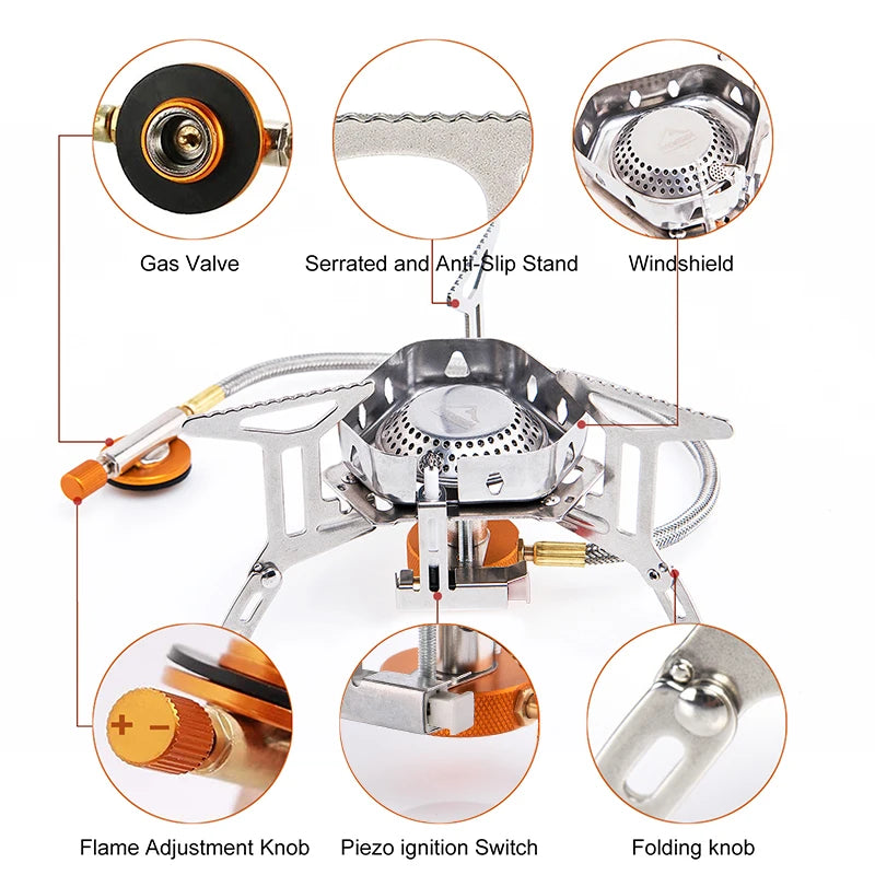 Widesea Portable Butane Camping Stove With Windproof Burner