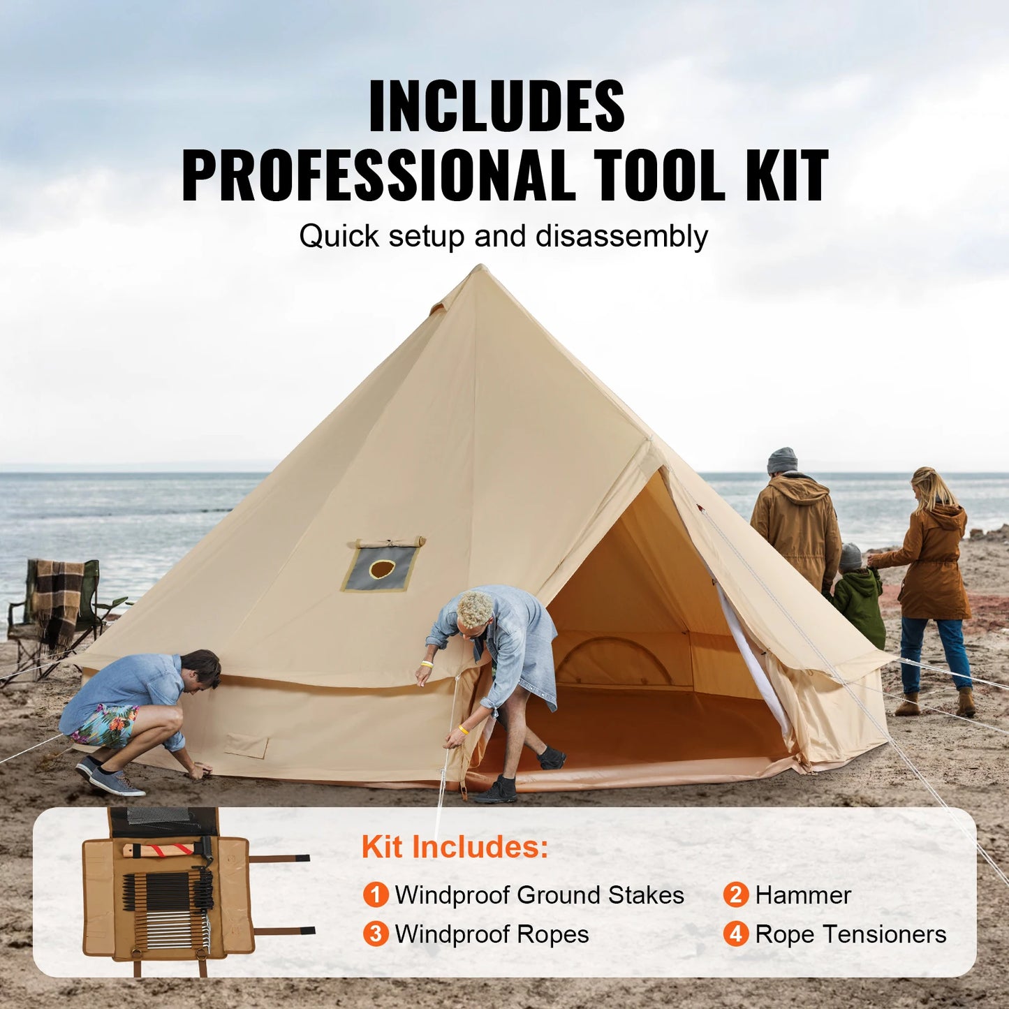SucceBuy Breathable Canvas Bell Tent For Outdoor Camping