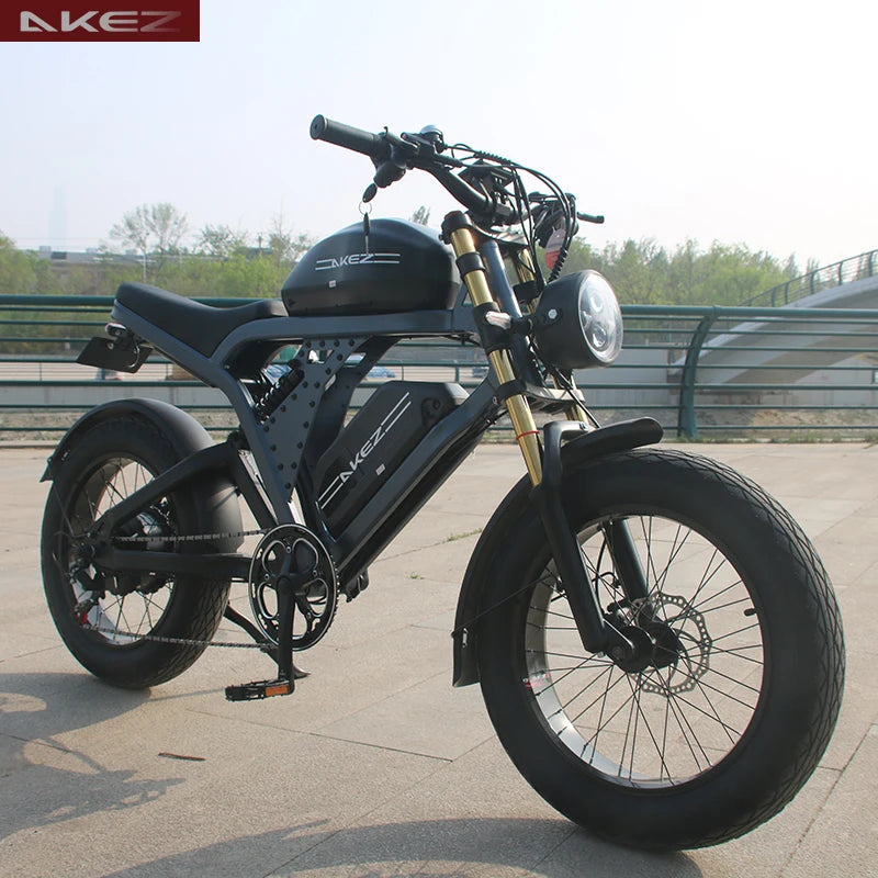 Electric Bike for Adults AKEZ King Kong 20"×4.0 Fat Tire 1500W Motor 30MPH Max Speed 48V 41Ah Lithium Battery Hydraulic Disc Brakes Turn Signals Dual Suspension All-Terrain E-Bike with LCD Display City Commuting,Mountain Roa