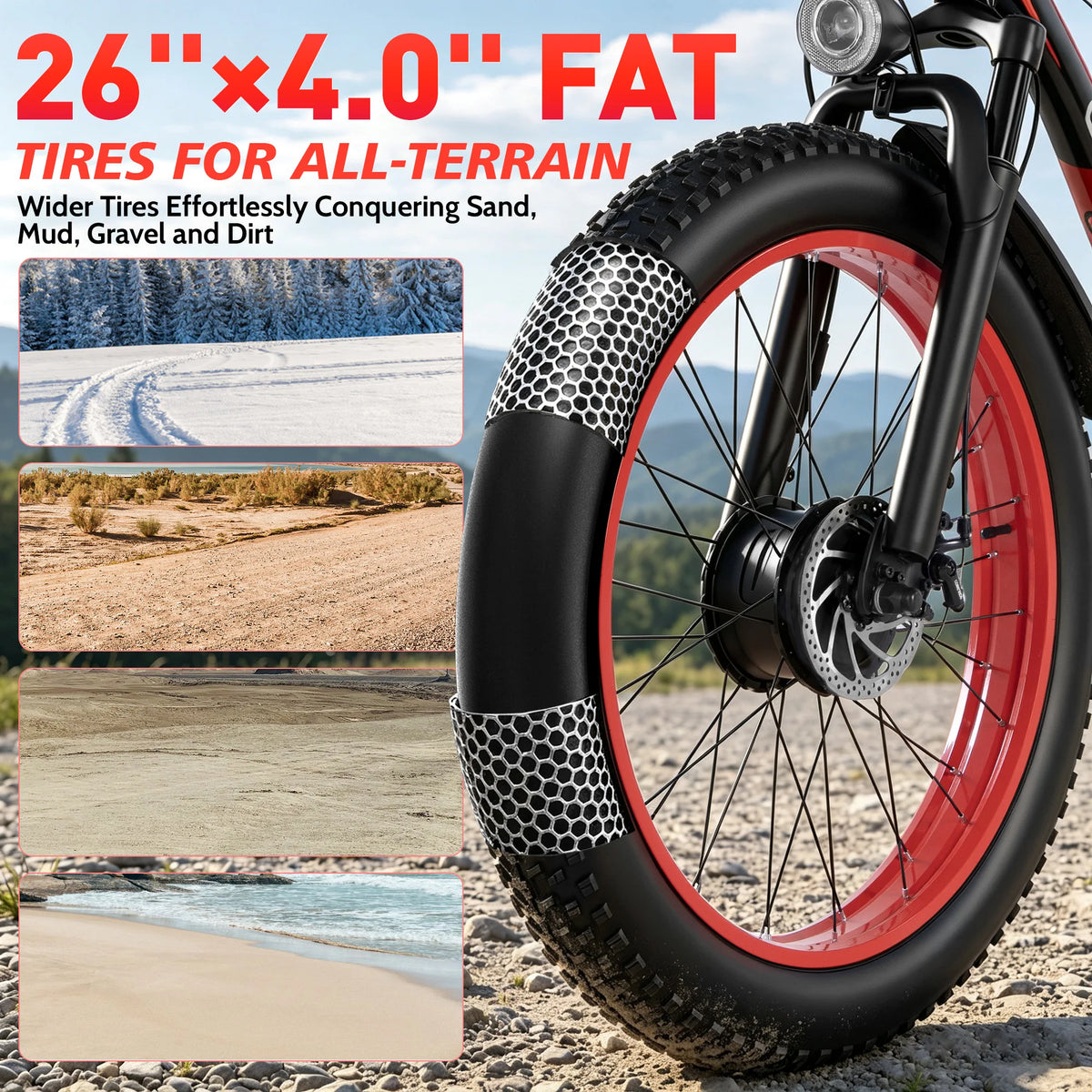 3000W Electric Bike 48V 23Ah Battery 26" 4.0 Fat Tire Ebike 40MPH High Speed Mountain Bicycle Off-Road Snow Bike for Adults