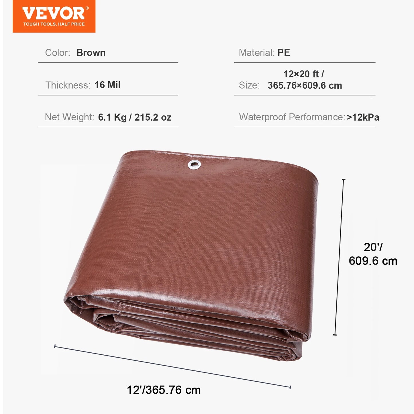 SucceBuy Heavy Duty Waterproof Poly Tarps With Grommets