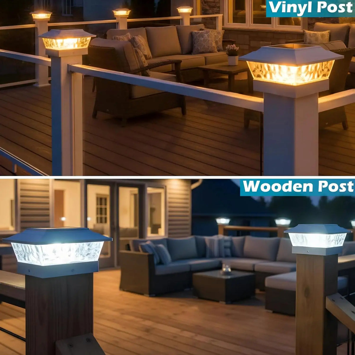 Solar Post Cap Lights With 12 LEDs And Four Modes