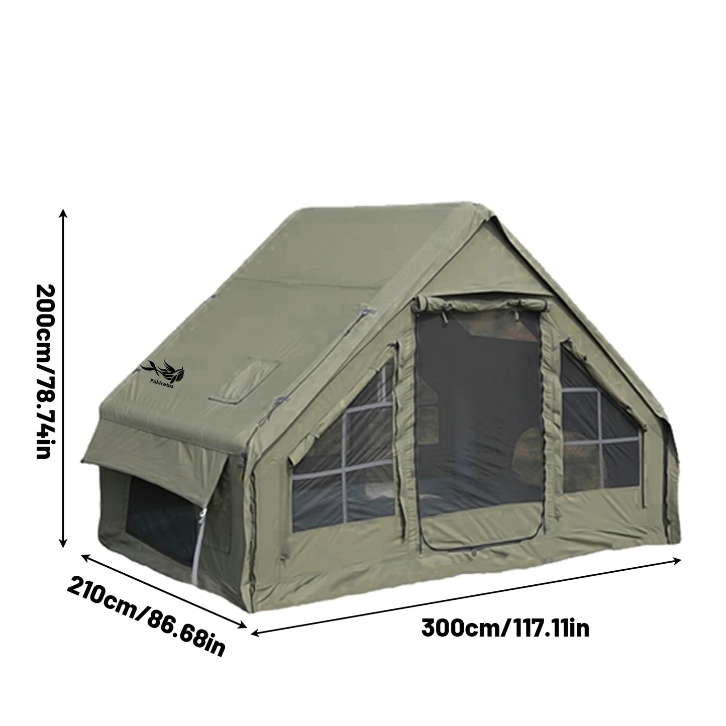 4-8 Person Inflatable Camping Tent - Quick-Setup Air Frame, 4-Season Waterproof Shelter with Stove Jack & Portable Design.