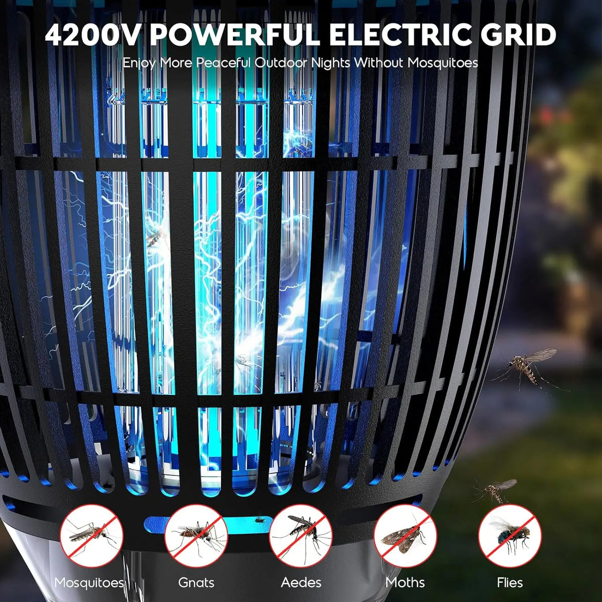 Solar 3-in-1 Bug Zapper With Flame Light RGB Projector