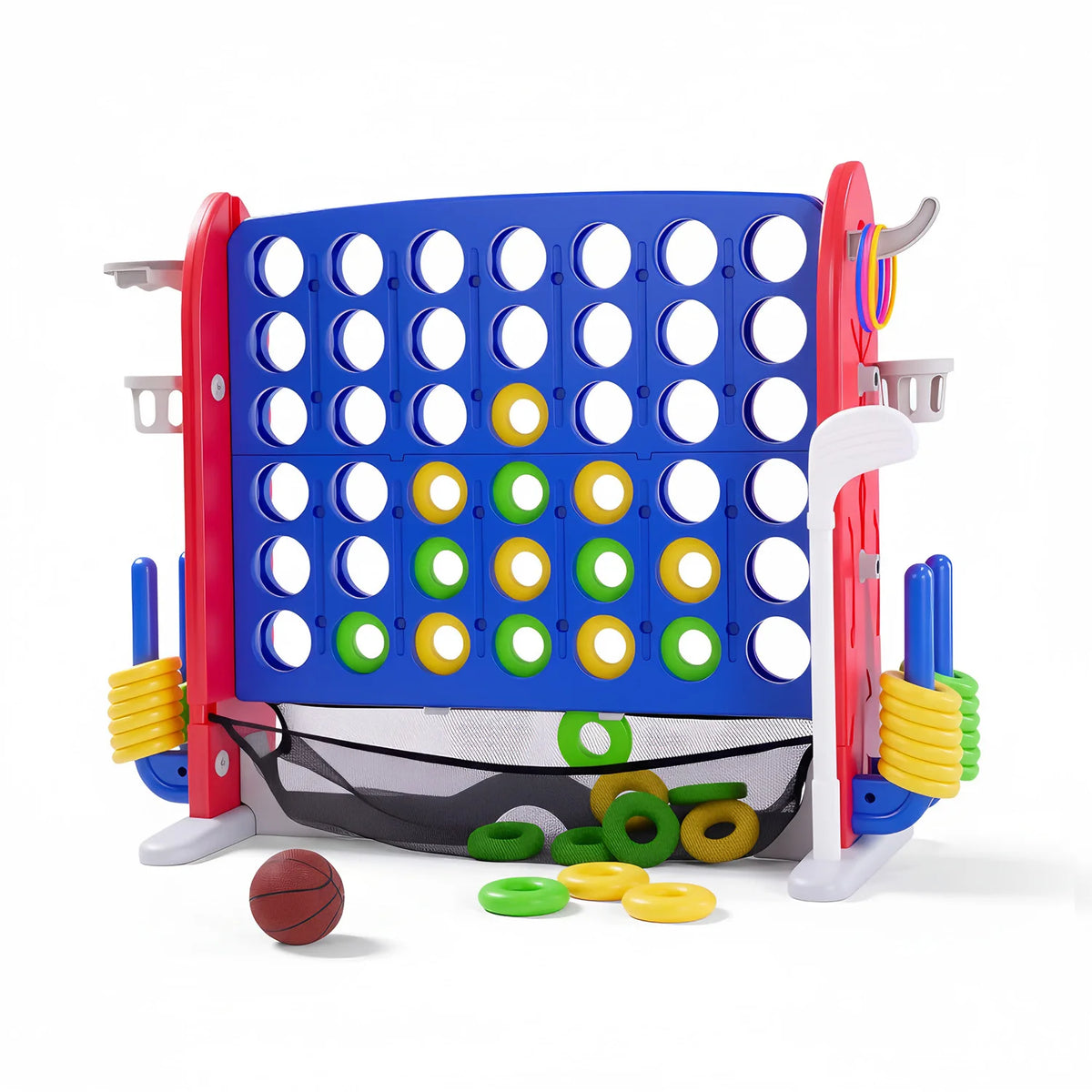 Versatile Outdoor Giant Connect Game Set Basketball Hoop Ring Toss