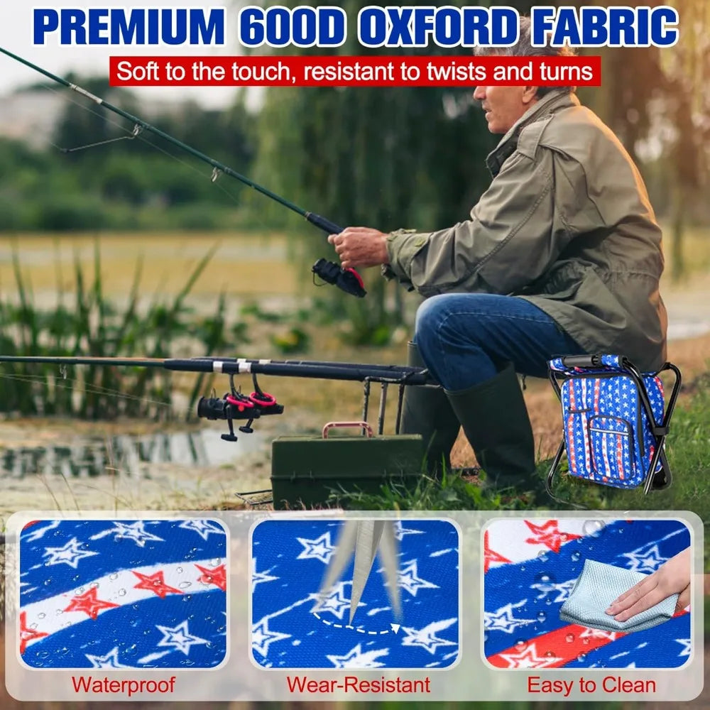 Heavy Duty 300 LB Folding Cooler Backpack Stool Lightweight Portable Camping Hunting Fishing Seat