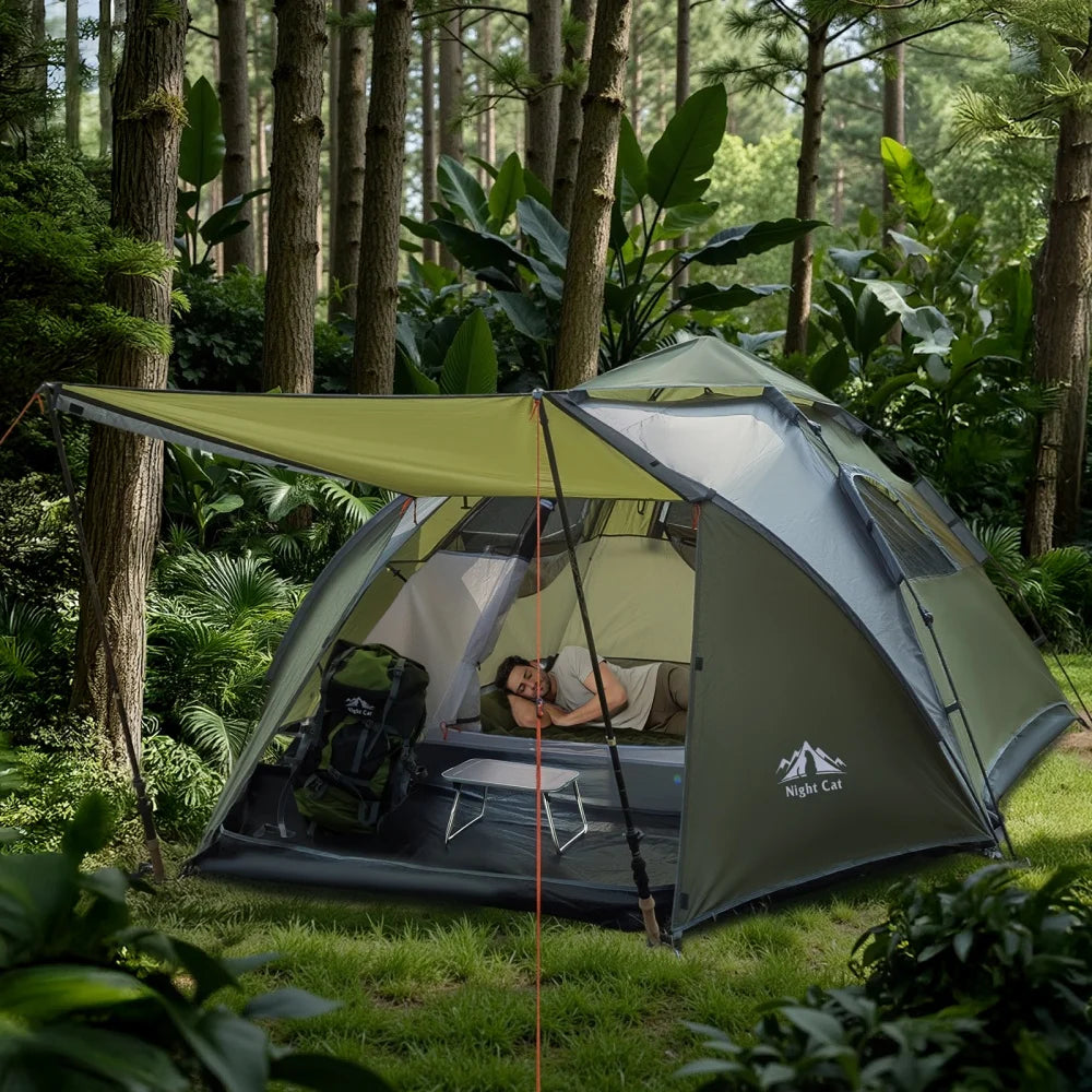 Night Cat Instant Pop Up Camping Tent With Rainfly