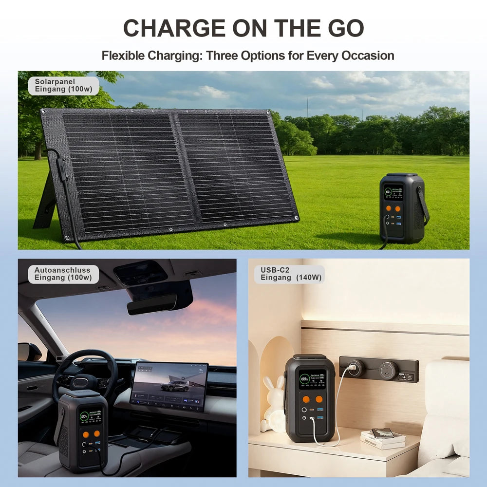 CTOLITY 200W Power Station Camping 192Wh Lifepo4 Power Bank 60000mAh Portable Charger Battery Emergency Power USB TYPE-C Port
