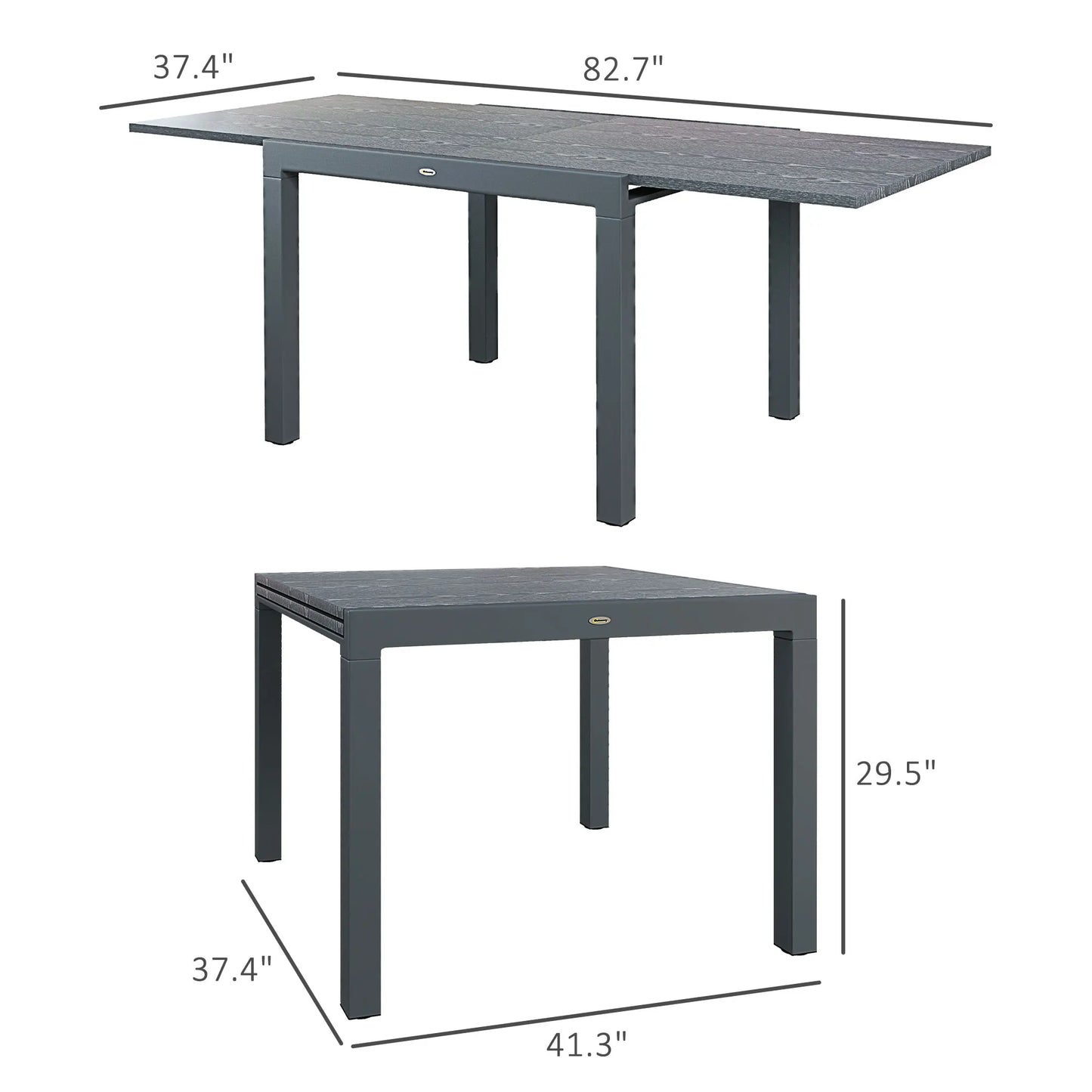 Extendable Outdoor Dining Table With Sturdy Aluminum Frame