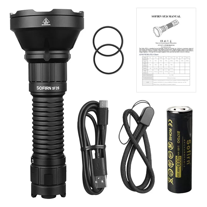 Sofirn SF26 Tactical Flashlight 2000 Lumens Type C Rechargeable